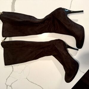 Guess high shaft suede boots zipper back chocolate brown